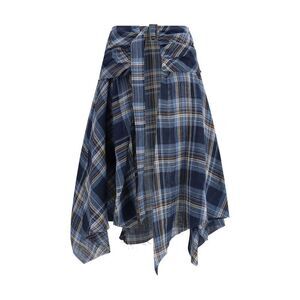 MARBELL Blue Linen Midi Women's Skirt